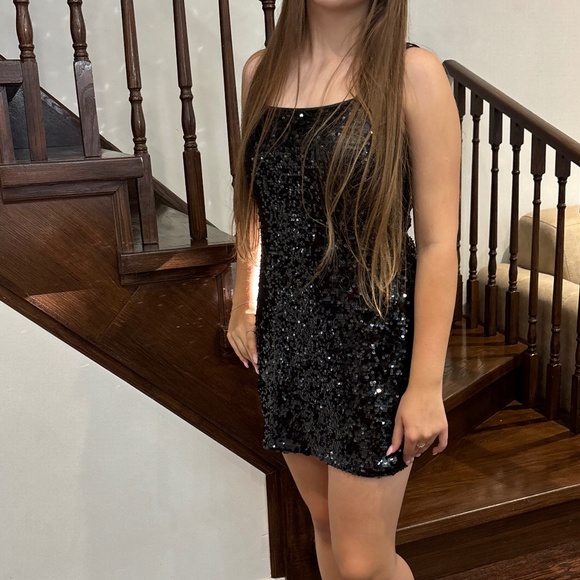 Glamine Black Sequin Mini Dress, Sexy Small size - Picture 1 of 4
